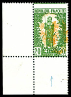 ** N°33a, 20c Vert Et Jaune Foncé, Variété Centre Doublé Dont Un Renversé, Cdf, Très Frais. SUP. R. (certificat)  Qualit - Ungebraucht