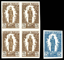 (*) N°38, Femme Bakalois, 75c Bloc De 4 Sur Papier Carton + Ex Papier Normal (n°34). TB (certificat)  Qualité: (*)  Cote - Ungebraucht