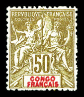 ** N°45a, 50c Bistre S Azuré, Double Légende. SUP (signé Calves/certificat)  Qualité: **  Cote: 2300 Euros - Ungebraucht