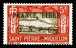 Delcampe - ** N°244, 5f Rouge Et Brun Surchargé 'FRANCE LIBRE'. SUP. R.R. (certificat)  Qualité: **  Cote: 950 Euros - Ungebraucht