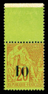 ** N°4, 10 Sur 20c Brique TYPE I, Haut De Feuille, Fraîcheur Postale. SUP. R. (certificat)  Qualité: **  Cote: 1750 Euro - Unused Stamps