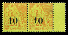** N°4a, 10 Sur 20c Brique Sur Vert TYPE I, VARIETE Chiffre '0' Brisé Tenant à Normal, Bdf, Infime Froissure De Gomme. S - Unused Stamps