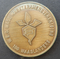 België Belgique Belgium Gedenkpenning Médaille Sint-Niklaas 1980 Wase Marktkramersvereniging 100 Waaslanders (1544) - Pièces écrasées (Elongated Coins)