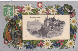 Delcampe - Cpa ( Litho Embossée )-sui- Nyon - Chateau -  Blason / Armoirie -edi Guggenheim N°14358 - Heraldisme - Nyon