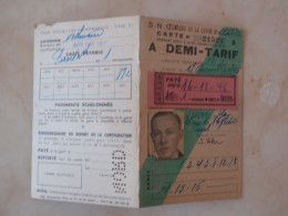 1946 SNCF CARTE DEMI TARIF - Autres & Non Classés