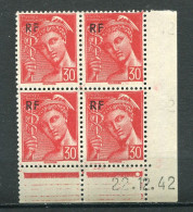 27322 FRANCE N°658** 30c. Type Mercure : Surcharge Décalée Vers Le Bas + Normal (non Inclus) 1944 TB - Unused Stamps
