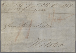 Hamburg - Dänisches Oberpostamt: 1855, HAMBURG / KÖN.DÄN.OPA 18/12 In Blau, Rück - Hamburg