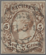 Sachsen - Marken Und Briefe: 1857, König Johann I., 5 Sgr. Rötlichbraun, Allseit - Saxony