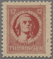 Sowjetische Zone - Thüringen: 1945, Schiller, 12 Rpf. Karminrot Auf Papier "v", - Other & Unclassified