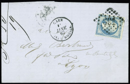 Lettre N°22 OBL GC 691 + T15 "Caen Boite Mobile" (1867) Sur Lettre, Ind 19. TB - 1862 Napoleon III