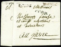 Lettre MP "Mauriac" (L N°3, Rouge) + "P. Payé" (1787), 2 Pièces Connues, Ind 28, Jolie Pièce - Other & Unclassified