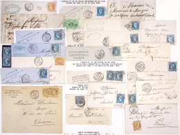 Lettre 35 Plis De Saint-Mandé Dont N°16 OBL PC 3180 Bis + T15 "St Mandé Paris" (1862) Sur Lettre Pour Turin. TB - Other & Unclassified