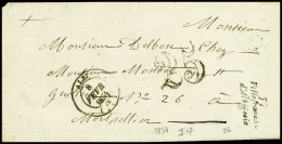 Lettre Lettre Avec Cursive "77 Villefranche D'Albigeois"  + T14 "Albi (77)" (1854) + Taxe 25 Double Trait, Ind 17. TB - Other & Unclassified