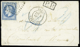 Lettre Lettre Par Ballon Monté Pour La Meuse (Zone Occupée) Avec N°29B Obl. GC 1715 + T15 Paris 9 Oct 70 Grenelle +PP No - War 1870
