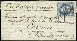 Lettre N°29B   OBL  à L'arrivée GC1017 (Chinon Indre-et-Loire) + Annulation à La Plume Sur Ballon Monté Daté De Paris 30 - War 1870