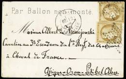 Lettre N°36, 2    Pièces, OBL étoile 2 + CAD "Paris R. St Lazare" (12 Dec 70) Sur    Carte "Par Ballon Non Monté" Adress - War 1870