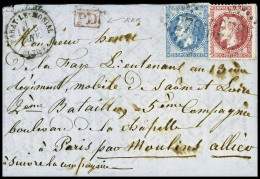 Lettre N°29 + 32 OBL GC 2785 + T16 "Paray Le Monial" (70) (5 Janv 71) Sur Boule De Moulins Pour Un Militaire à Paris Ave - War 1870