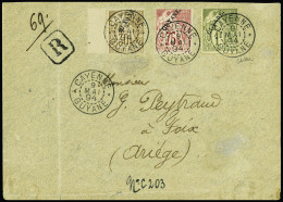 Lettre N°24, 27 Et 28, 30c, 75c Et 1f Obl. Càd CAYENNE 9/5/94 S. Env. Rec., Arr. FOIX, TB. Signé Scheller - Other & Unclassified