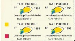Taxe Piscicole Réduite 1 - 1998 - Bloc De 4 Timbres Vierges - Fischerei