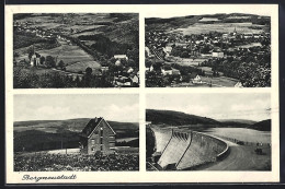 AK Bergneustadt, Teilansicht, Staudamm, Ortspartie - Bergneustadt