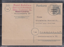 SBZ Ganzsache P 31 O Mit Abart : Aufdruck Nach Links Verschoben , Bedarfskarte - Postwaardestukken