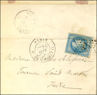 Etoile 33 / N° 29 (pli) Càd PARIS / BT DE L'HOPITAL (rare) 24 SEPT. 70 Sur Lettre Pour Tournon St Martin. Au Verso, Càd - War 1870