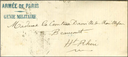 Lettre Avec Texte Daté De Paris Le 25 Septembre 1870 Pour Beaucourt (Haut Rhin). Au Recto, Griffe Bleue ARMEE DE PARIS / - War 1870