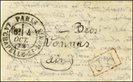 Càd PARIS / LA CHAPELLE St DENIS 4 OCT. 70 + P.P. Rouge Sur Lettre D'un Militaire Pour Vonnas. Au Verso, Càd D'arrivée I - War 1870