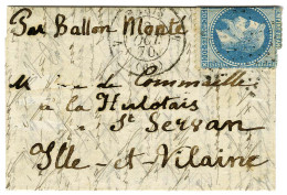 Etoile / N° 29 (def à La Fermeture) Càd De Rayon 4 PARIS 4 (60) 2 OCT. 70 Sur Lettre Avec Texte Daté De Boulogne Le 1er - War 1870
