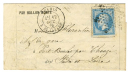 Etoile 2 / N° 22 (affranchissement Rare) Càd PARIS / R. ST LAZARE 12 OCT. 70 Sur Lettre PAR BALLON MONTÉ Pour Chouzé. Au - War 1870