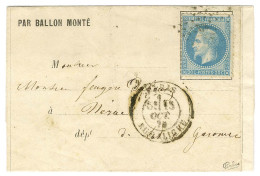 Etoile 23 / N° 29 Càd PARIS / RUE ALIGRE 15 OCT. 70 Sur Lettre PAR BALLON MONTÉ Pour Nérac. Au Verso Càd De BORDEAUX A T - War 1870