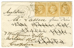 GC 4227 / N° 28 (3) Càd PARIS / LA VILLETTE 20 SEPT. 70 Sur Lettre Pour Londres Réexpédiée à Croydon. Au Verso, Càd D'ar - War 1870