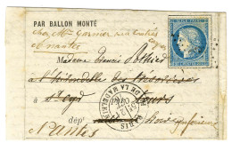 Etoile 3 / N° 37 Càd PARIS / PL. DE LA MADELEINE 21 OCT. 70 Sur Lettre PAR BALLON NON MONTÉ Avec Long Texte D'un Garde M - War 1870