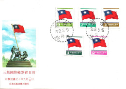 Taiwan Flag Issue Covers – Complete Set With Full Cancellation (1990) - Covers & Documents