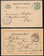Delcampe - Ausztria 1894 2kr Díjjegyes Levelezőlap "WIEN" + Német államok - Bajorország 1900 5Pf Díjjegyes Levelezőlap "PASSAU" érk - Sonstige & Ohne Zuordnung