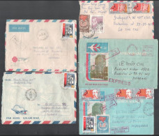 Delcampe - Vietnam 1986-1987 5 Db Levél Budapestre, Közte Légiposta, Expressz, Sok Bélyeges - Sonstige & Ohne Zuordnung