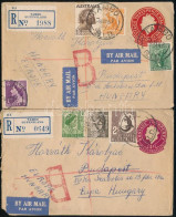 Delcampe - Ausztrália 1957-1958 2 Db Ajánlott Levél Hátoldalán Sok Bélyegzéssel Budapestre - Sonstige & Ohne Zuordnung