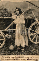 Delcampe - T3 1915 Szászváros, Broos, Orastie; Román Leány Gereblyével, Erdélyi Folklór. Adler Fényirda (Szászváros) 1909. / Romani - Non Classificati