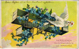 Delcampe - T2/T3 1916 Herzlichen Glückwunsch Zum Namenstage / Névnapi Dombornyomott üdvözlet / Name Day Greeting. A.K. I. W. 855. E - Ohne Zuordnung