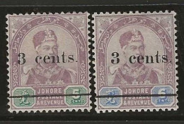 Delcampe - Johore    .  SG   .  29/30   .    1894    .  No Wmk     .    (*)      .     Mint Without Gum - Johore