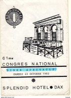 Delcampe - DAX  SPENDID HOTEL  DINER SPECTACLE 1982 - Menu