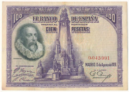 Delcampe - Spanyolország 1928. 100P "0 042 991" T:F Spain 1928. 100 Pesetas "0 042 991" C:F Krause 76.b - Ohne Zuordnung