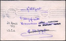 Delcampe - HANNOVER 1 1942 (12.11.) Band-MaSt + Viol. 2L. Nicht Zustellbar/an Absender Zurück An Fp.-Nr. 34 778 =  7. Bttr.  R A K - Seconda Guerra Mondiale