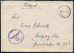 Delcampe - DEUTSCHES REICH 1941 (17.11.) Stummer 2K-Steg = Tarnstempel (Hannover ?) + Viol. 1K-HdN: Feldpost-Nr. L 42 630/ Luftgaup - 2. Weltkrieg