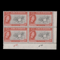 Ascension 1956 (MNH) 1s Land Crab Plate 1a–1a Block - Ascension (Ile De L')
