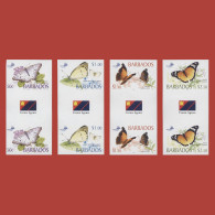 Barbados 2005 Butterflies Imperf Proof Gutter Pairs - Barbados (1966-...)