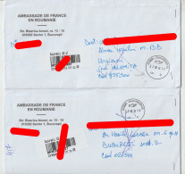 8854 - 2 LETTRES COVER 2024 RTS NPAI RETURN TO SENDER PO Retour à L'envoyeur ROUMANIE ROMANIA CODE BARRE - Briefe U. Dokumente
