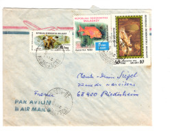 Delcampe - MADAGASCAR Nossi Be - Affranchissement Composé Sur Lettre Par Avion Pour La France Lemurien / Poisson / Rembrandt - Madagascar (1960-...)