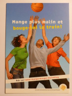 ORANGE GENRE BALLON DE BASKET - Mange Plus Malin - Carte Publicitaire Belge - Basketball