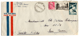Delcampe - FRANCE / 1948 - Affr Sur Lettre Par Avion Pour Puerto Rico - Lettres & Documents